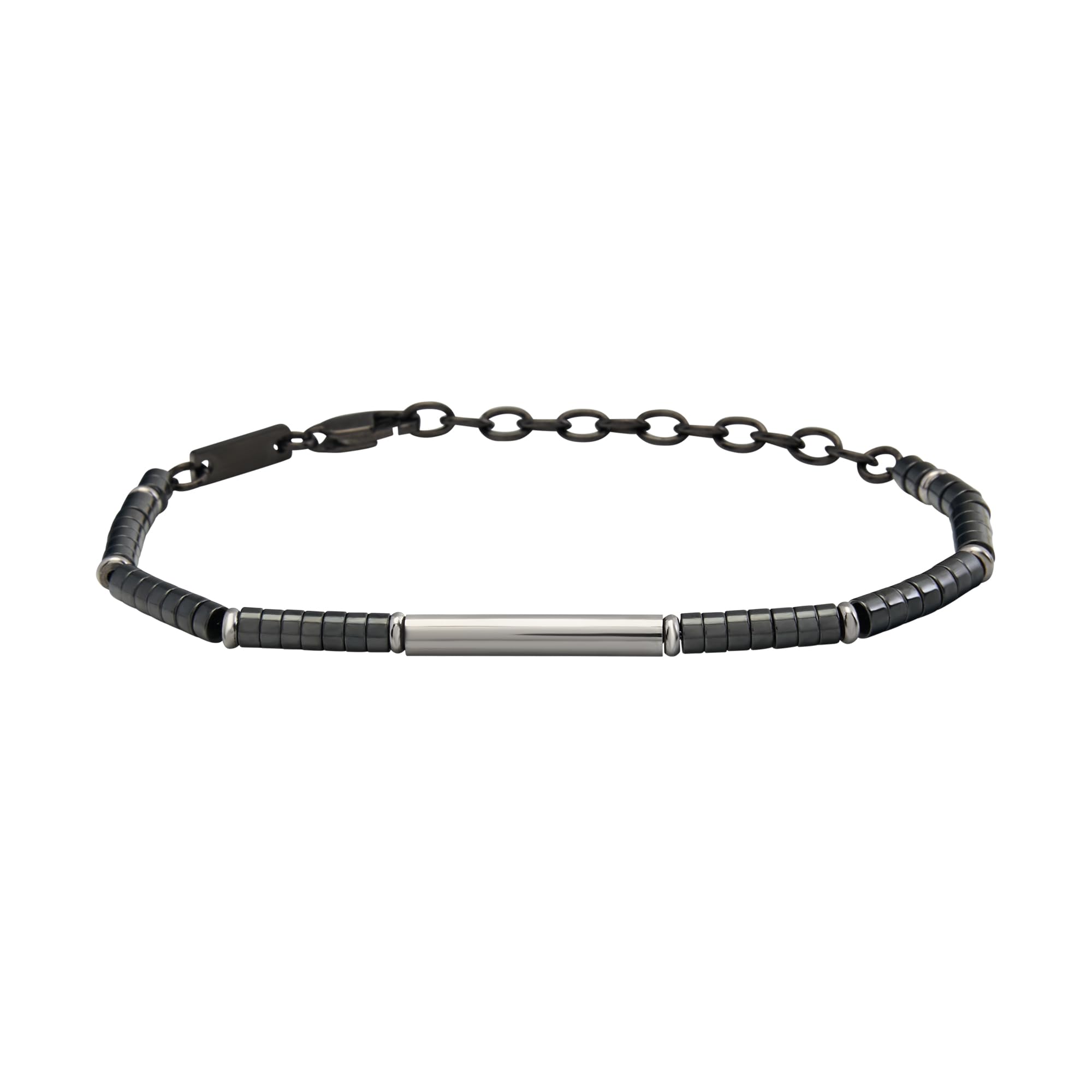 Breil, Collezione B Rocks, Bracciale Uomo Con Dischi In Ematite E Dischi In Acciaio, Chiusura A Moschettone, Lunghezza Regolabile 17-22 Cm, Idea Regalo Uomo-image