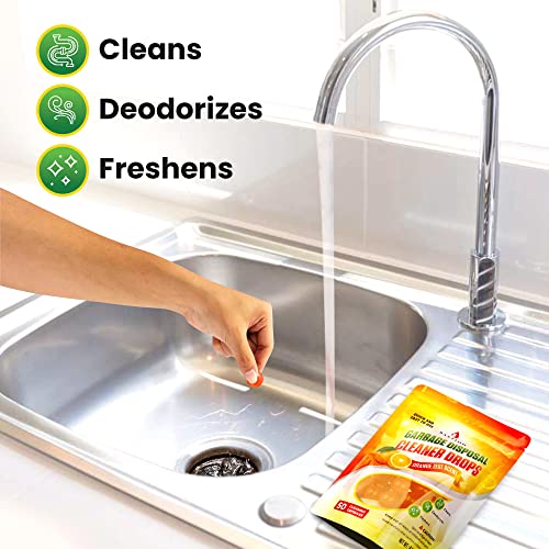 Garbage Disposal Cleaner And Deodorizer Drops- [[50-Count]] Orange Zest Scented Kitchen Sink Freshener Pods & Drain Odor Eliminator Disposer Care Balls By Bastion #TOP5