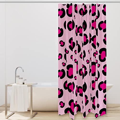 Rideau de douche léopard rose imperméable et lavable pour baignoire sans moisissure - 3