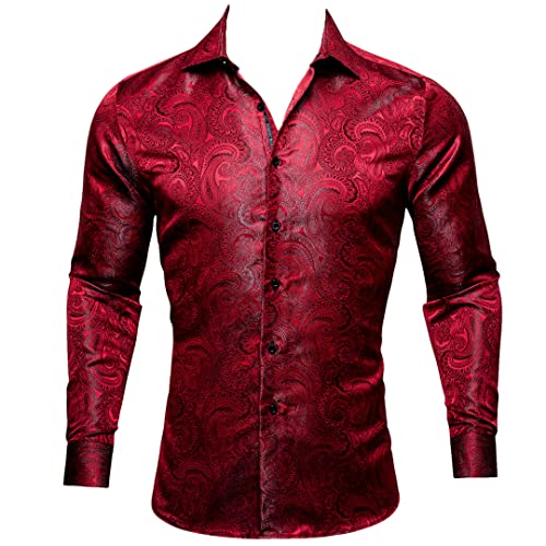 Chemise fantaisie homme rouge et verte à manches longues décontractée 3XL