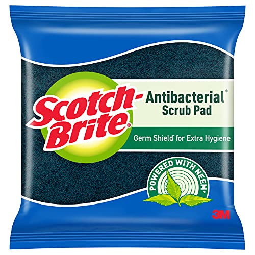 Scotch Brite Anti Bacterial Scrub Pad, Neem Fragrance (Super Saver Pack of 5)