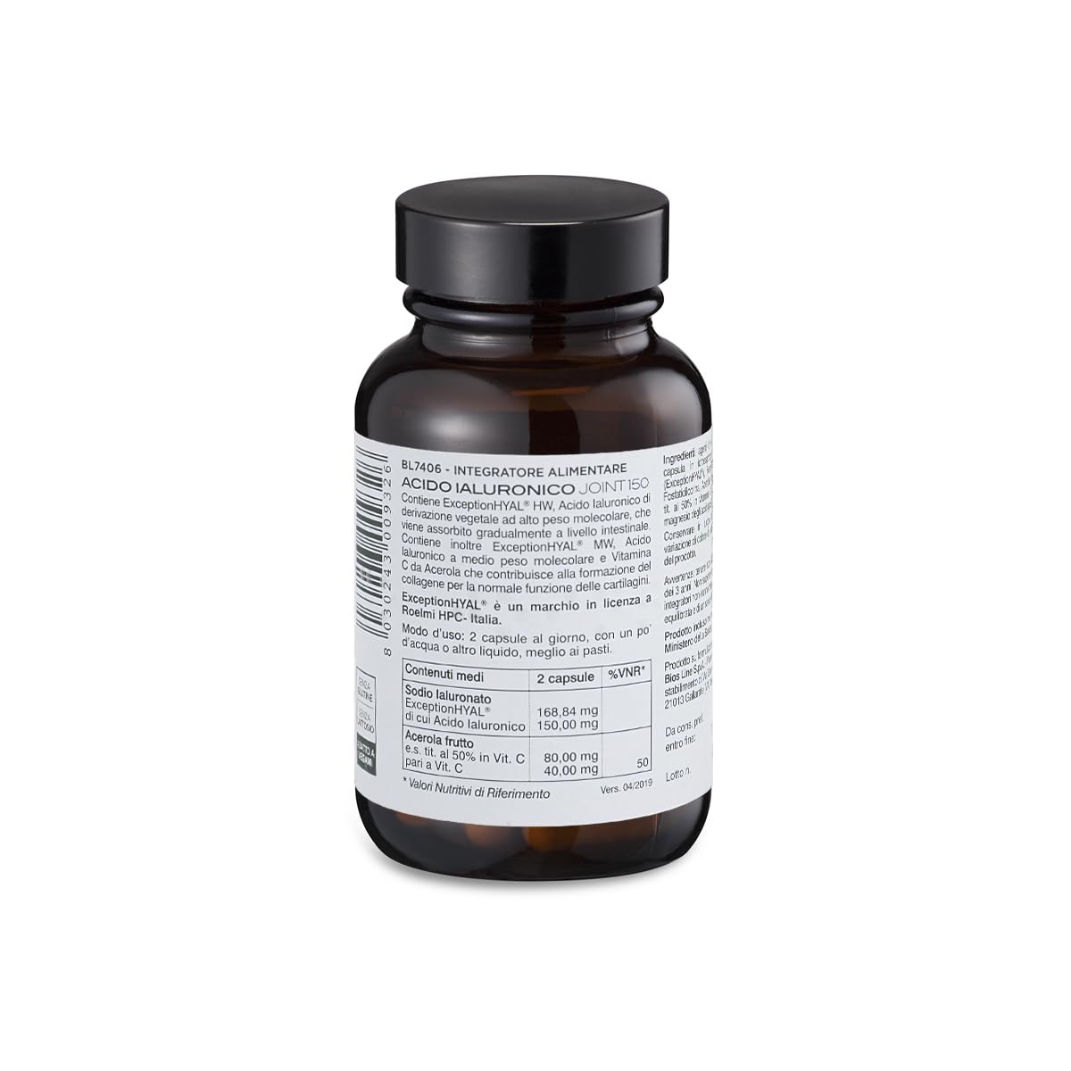 BIOS LINE Principium Acido Ialuronico Joint 150, Integratore Alimentare per Cartilagini e Articolazioni, Senza Glutine e Lattosio, Vegan, 60 Compresse