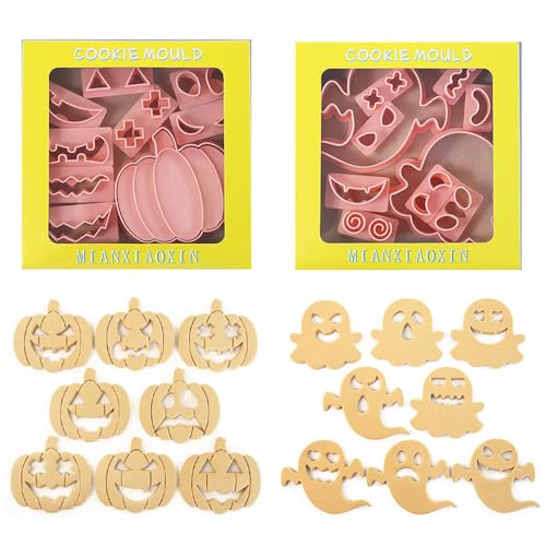 XFSRG 20 Piezas de Cortadores de Galletas Halloween Moldes de Calabaza Fantasma Murciélago Para Galletas Fondant Decoración para Hornear