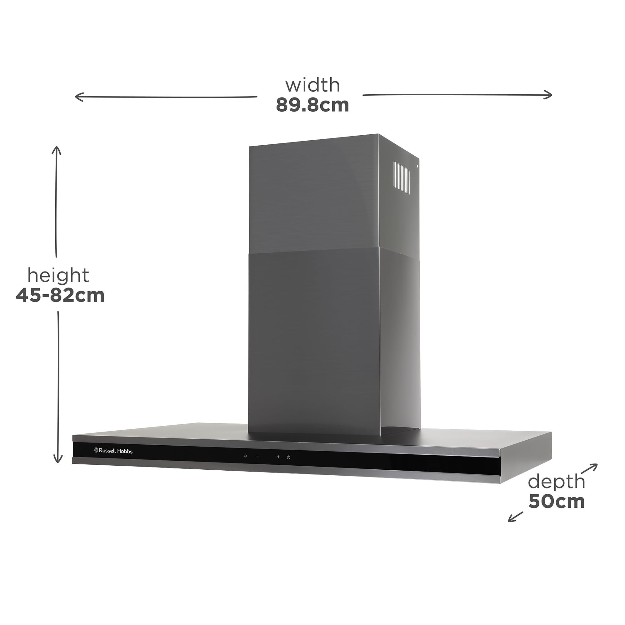 Russell Hobbs RHGCH903DS 90cm Midnight Collection T-Shaped Chimney Cooker Hood, Dark Steel — view 2
