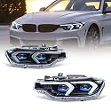 Archaic Scheinwerfer kompatibel mit BMW 3 Series F30 F31 2012-2015, Frontlichter mit weiß oder bernsteinfarben DRL,kein E-Prüfzeichen,für OE-Halogen