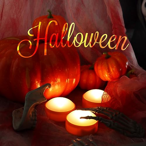 Image of QIDEA LED Pumpkin Lights with Remote and Timer, Battery Operated Bright Flickering Flameless Candles for Pumpkin Decor, Jack-O-Lantern Halloween Party Decorations,Orange Color, 3 Pack