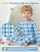 JunNeng Bamboo Viscose Pajamas for Toddler Boys, Baby Kids Soft Stretchy Pajamas Sets Sleeper, Blue Diamond + Light Blue 12-18 Months