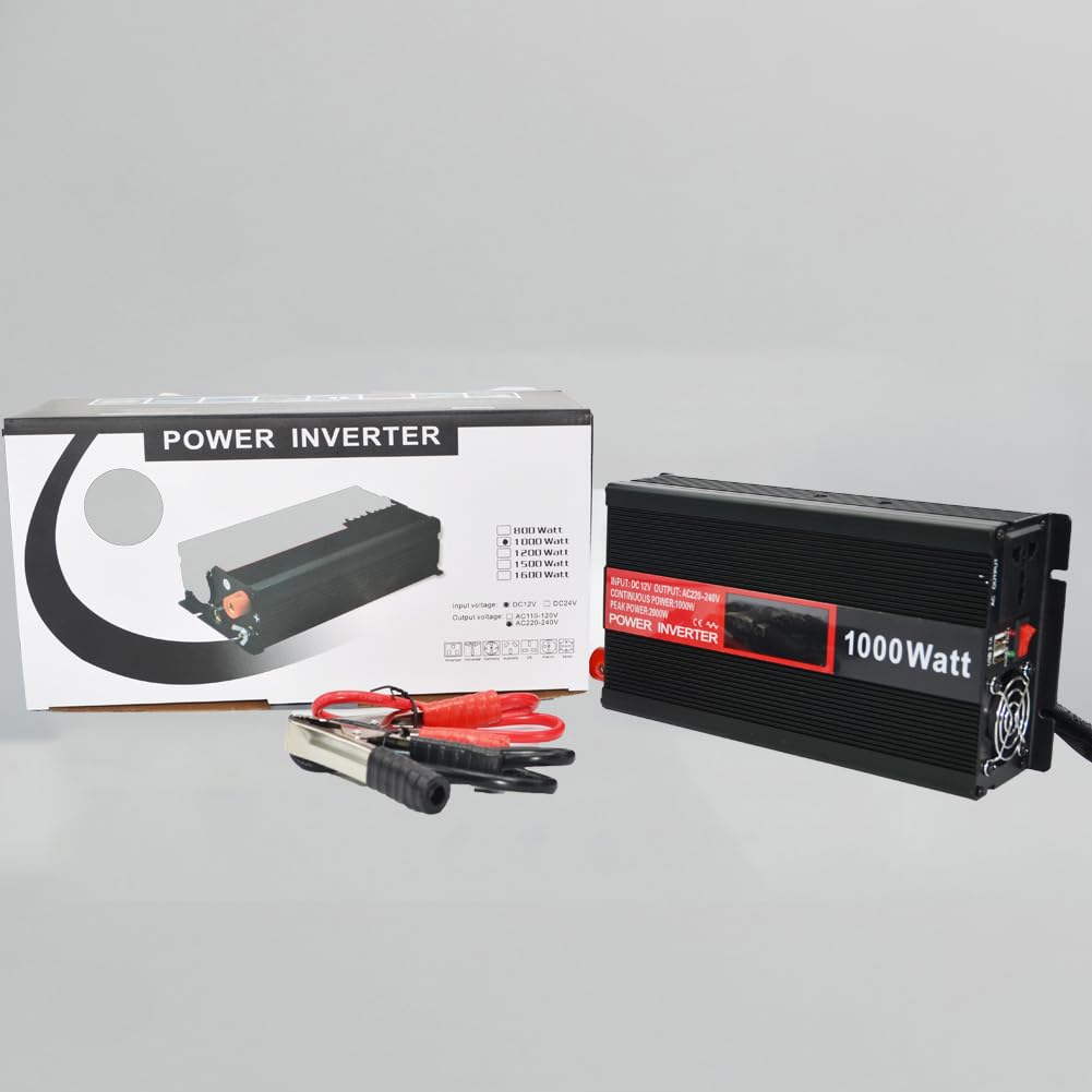 SolaMr 1500W Inversor de Corriente DC 24V a AC 220V/240V con Pantalla LCD y Puertos de Carga USB Convertidor para Sistema Montado en Vehículo y Acampada Salvaje- 1500W