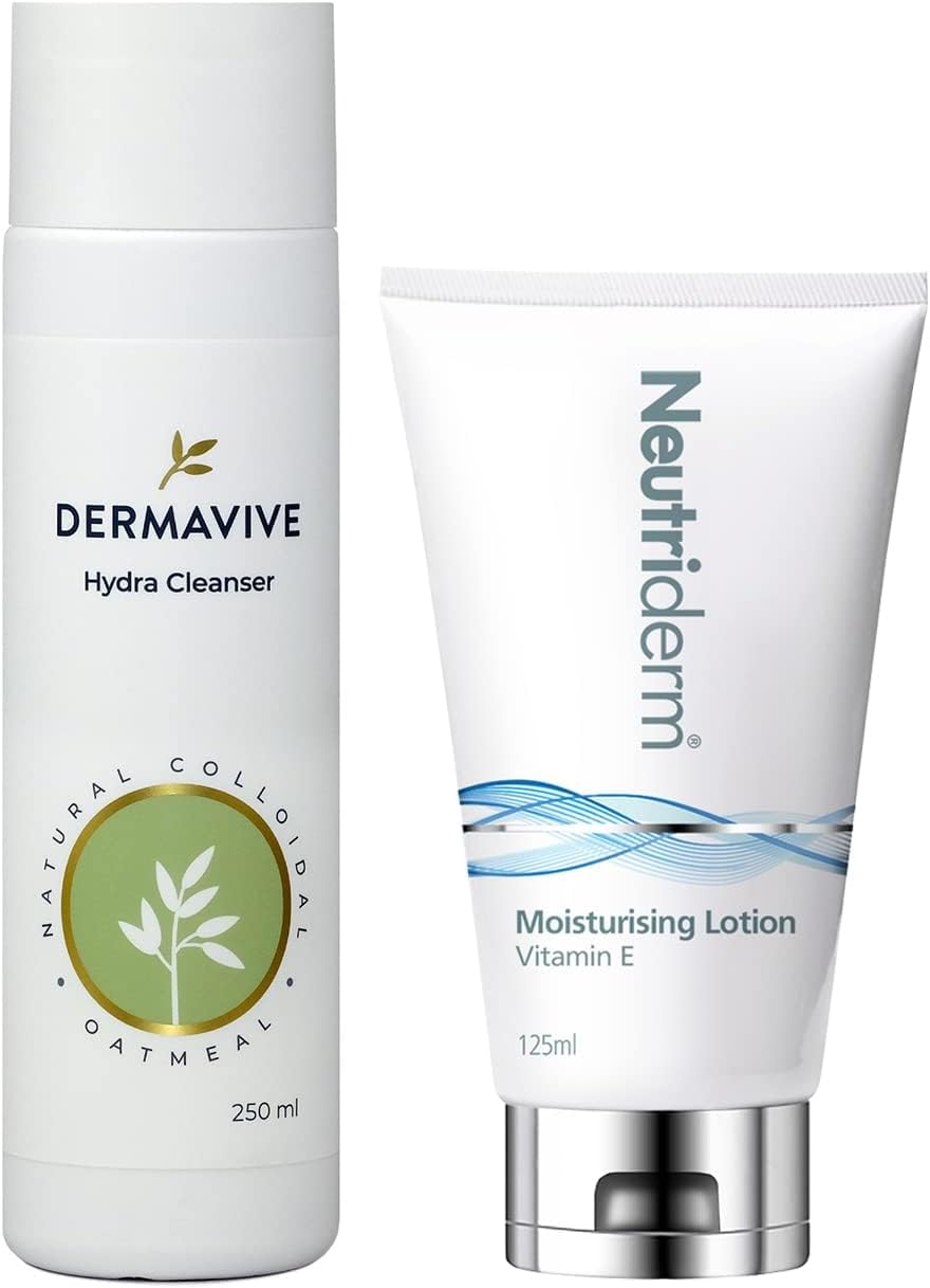 Neutriderm Pre-Makeup Skincare Combo, Vitamin E Moisturiser Lotion 125 Ml And Dermavive Hydra Cleanser 250 Ml