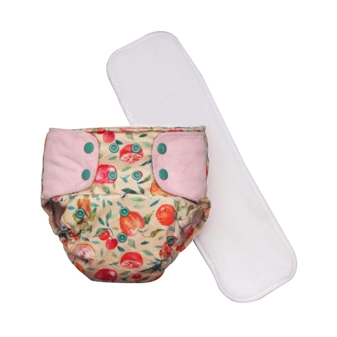 Superbottoms Cloth Diapers - Super Trim Supersoft Reusable Cover Diaper with 1 Stay-Dry Soaker [Day Time Use] (Fruit Burst)