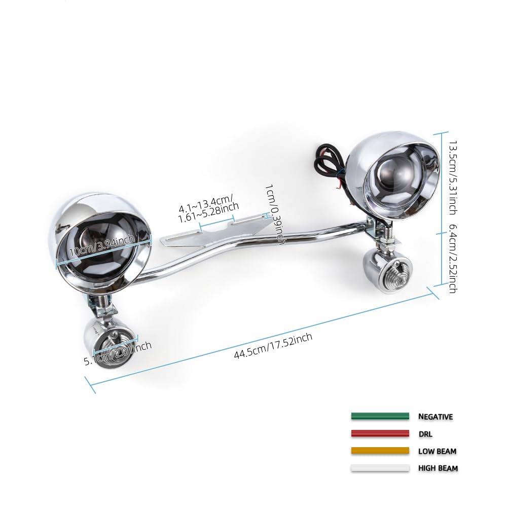 Faro adicional para motocicleta de 3,94'' luz de conducción, faro antiniebla, intermitente con soporte para Cruiser Custom Shadow Spirit VT400 750 1100 VTX1300 1800 STEED (Carcasa blanca)
