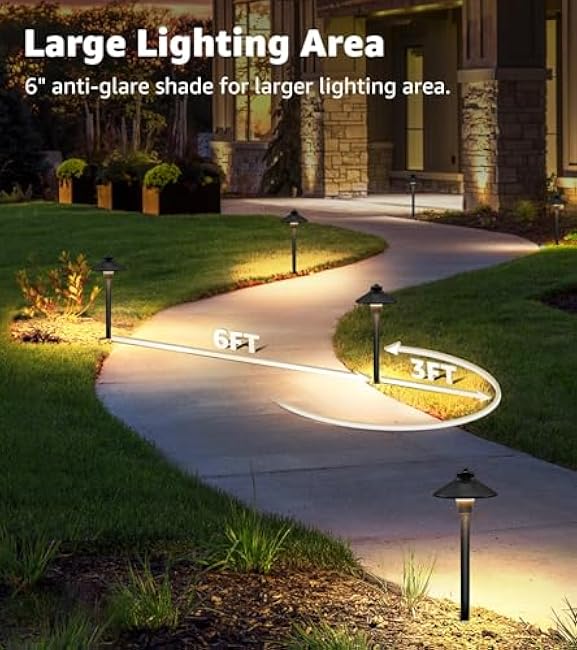 SUNVIE Pathway Lights LED Landscape Lighting 3000K 3W 12 Pack