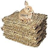 Hamiledyi Bunny Grass Mat Natural Woven Hamster Grass Bed Nest 24 PCS Small Animal Handmade Bedding...