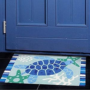 Jellybean IndoorOutdoor Decorative Blue Sea Turtle Accent Rug 20 X 30
