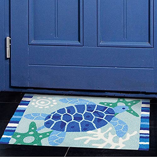 Jellybean-IndoorOutdoor-Decorative-Blue-Sea-Turtle-Accent-Rug-20-X-30 Jellybean IndoorOutdoor Decorative Blue Sea Turtle Accent Rug 20 X 30