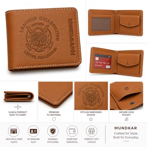 Image of Small Mini Size Tan Wallet for Men and Boys. Pack of 2 Wallets Combo