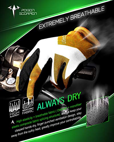 POISON SCORPION Motorcycle Motocross Dirt Bike Gloves for Men Women | Yellow M