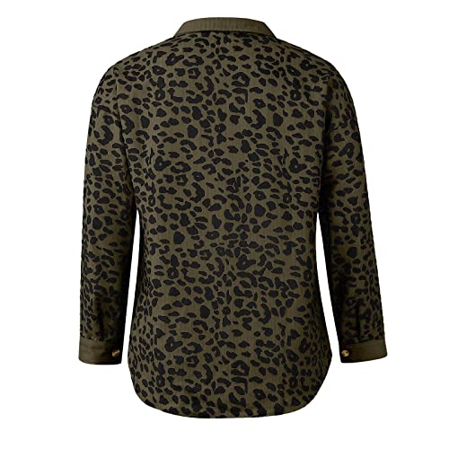 Abrigos Para Mujer, Coats For Women Woman Winter Coat Leather Jacket With Fur Hood Fashion Fall And Leopard Grain Button Coat Jacket Casual Loose Fleece Sweater Coat Plus Size (S, Army Green) #TOP3