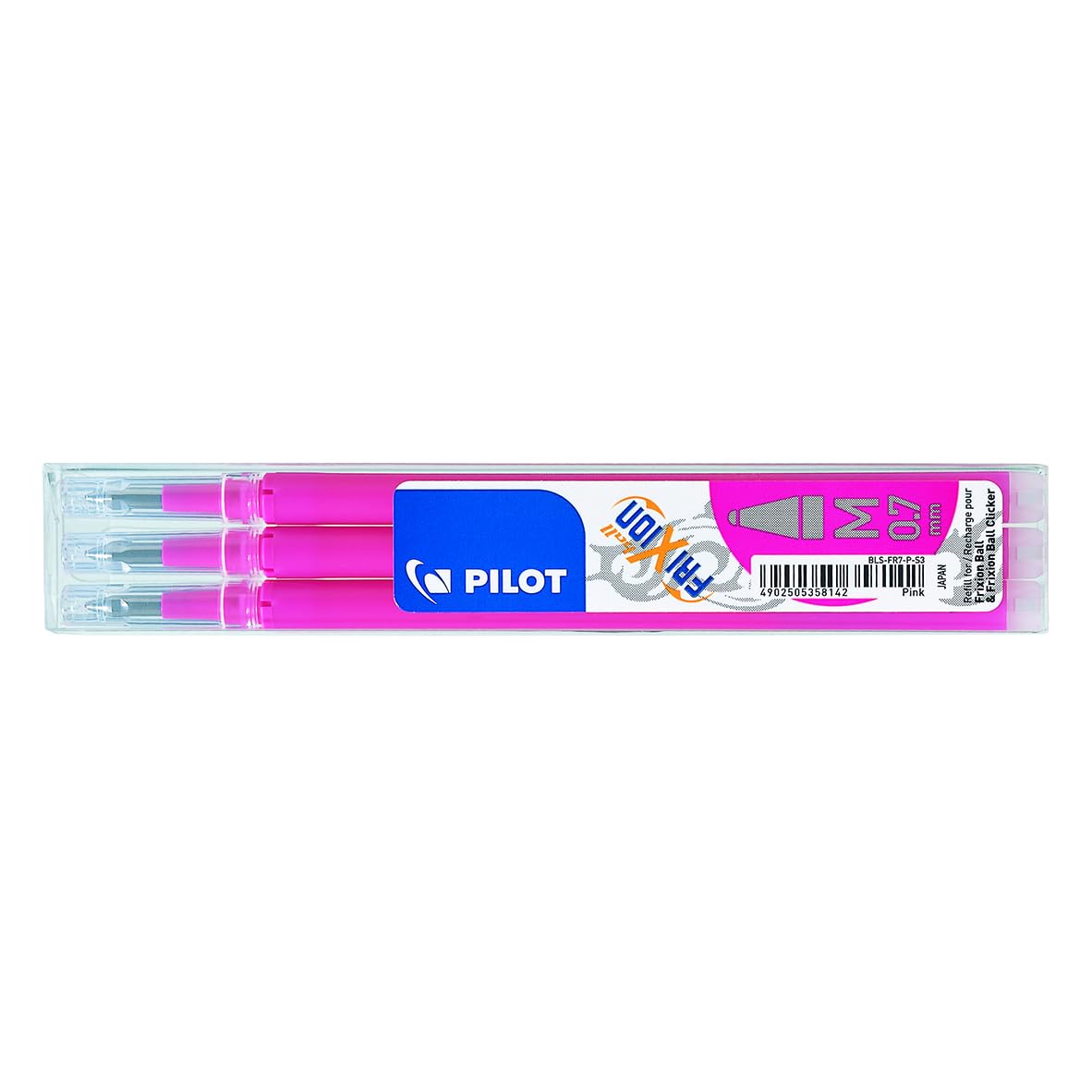 Pilot Refills for Frixion Rollerball 0.7 mm, Pink, (Pack of 3)