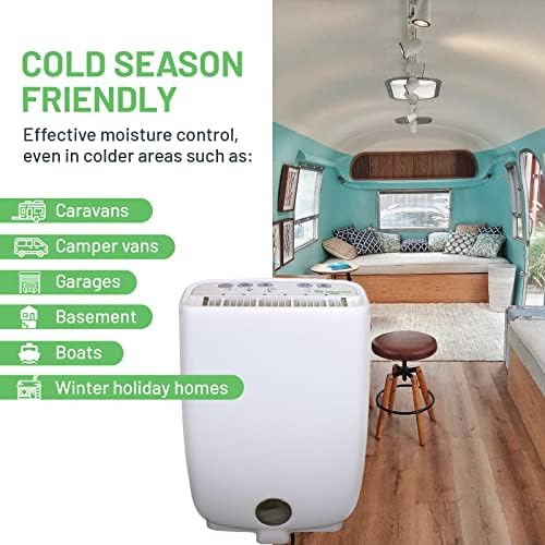 Meaco Portable Dehumidifier DD8L Junior - Compact Desiccant Dehumidifier - Best For Small Homes & Outdoor Spaces - Prevent Condensation, Mould & Damp - 18 x 35 x 50 cm