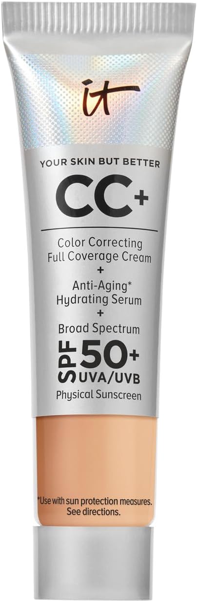 CC+ Cream Travel (Neutral Medium) - Natural Full Coverage Foundation With SPF 50+, Color Corrector & Anti-Aging Hydrating Serum, Hyaluronic Acid + Peptides, Up To 24H Wear - 0.4 fl oz