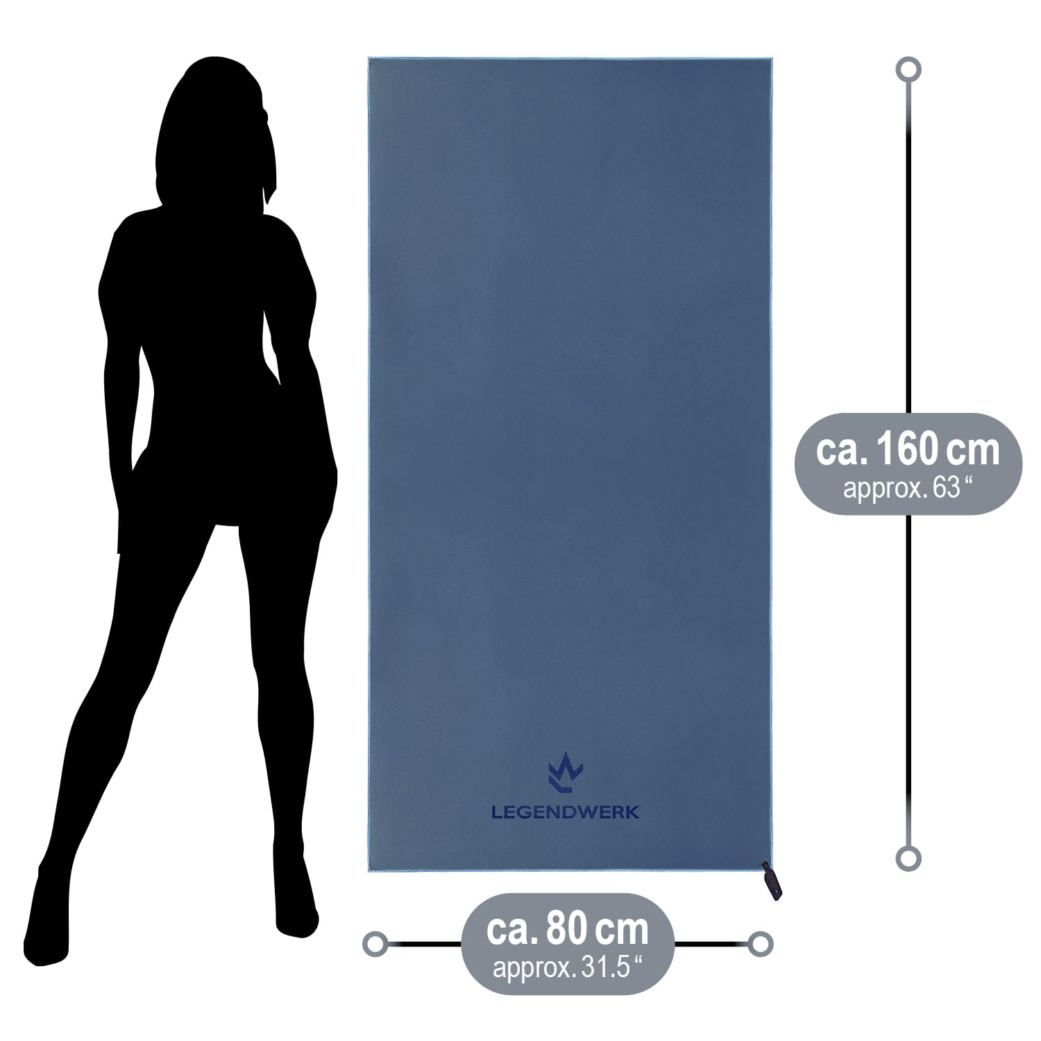 Asciugamano in Microfibra 160x80 cm – Leggero e ad Asciugatura Rapida – Ideale per Sport, Sauna, Spiaggia e Viaggio – con Passante e Borsa – Compatto e Assorbente