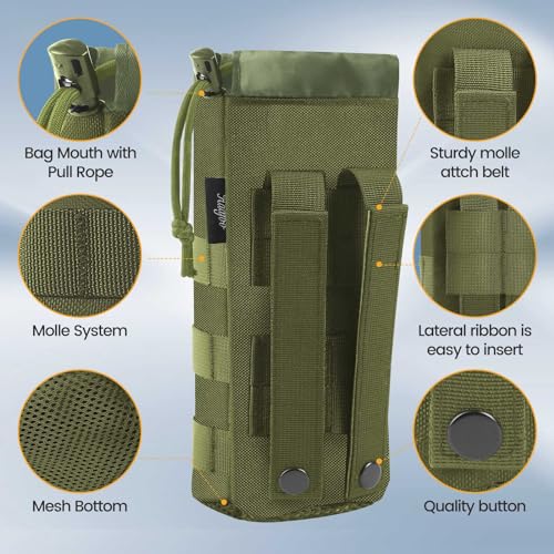 Haafoo HU-LV Molle Water Bottle Holder - Upgraded 1000D Nylon Tactical Molle Water Bottle Pouch thumb #3