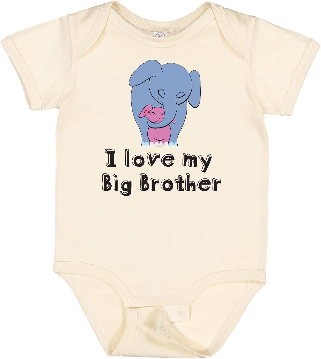 inktastic I Love My Big Brother Elephant Blue Pink Baby Bodysuit
