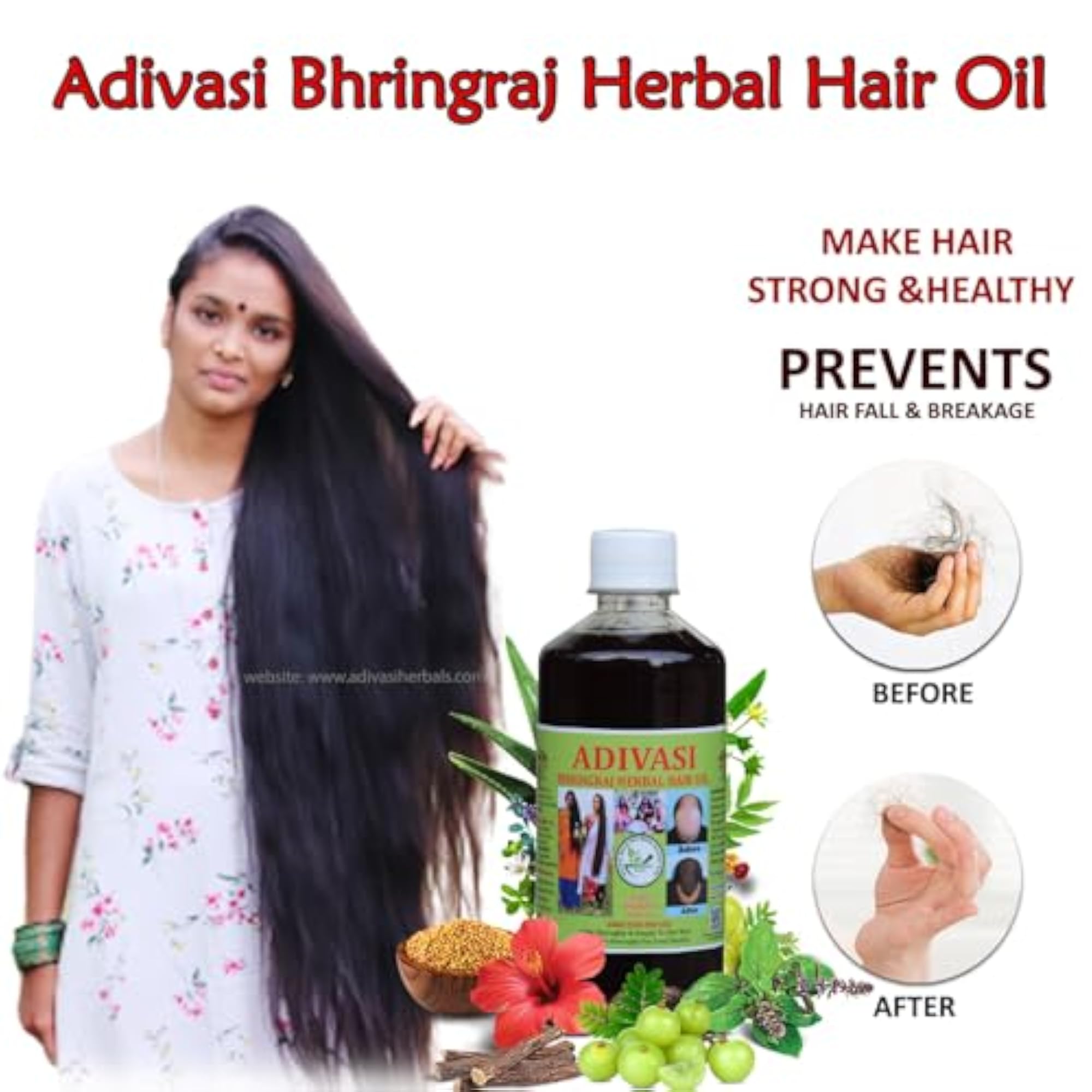 Adivasi Bhringraj Herbal Hair Oil - 100% Natural