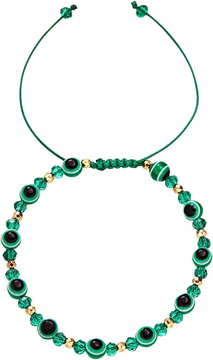 El Regalo 1 PC Evil Eye with Crystals Beads Adjustable Unisex Bracelet for Girls/Boys/Men/Women (Green) (B0C4FMLSTG) Amazon Price History, Amazon Price Tracker