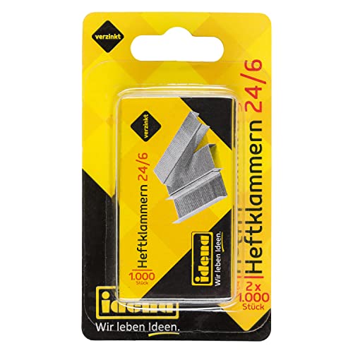 Idena 12091 - Heftklammern, Größe 24/6, 2 x 1.000 Stück,...