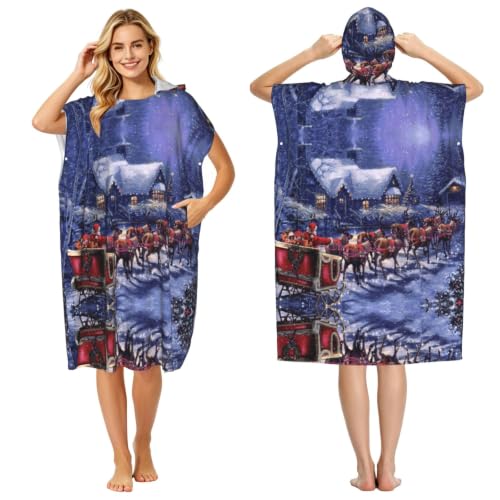 Peignoir piscine imprimé Noël poncho léger pour se changer à la plage