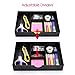 CAXXA 3 Trays Stackable Mesh Letter Tray, Desk File Organizer, Desktop Paper Tray Holder with Drawer, Black
