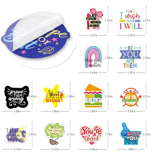 Image of Motivational Stickers 200 Pcs Inspirational Sticker Pack, Prizes for Kids Classroom, Waterproof Vinyl Stickers for Water Bottles Laptop Scrapbooking Journaling Skateboard Notesbook Luggage Tumbler etc