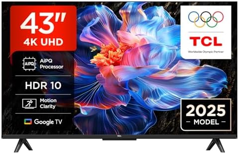 TCL 43V6C 43 Inch 4K UHD Smart TV - HDR10+, HVA Panel, Dolby Visi...