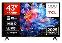 TCL 43V6C TV 43'' 4K UHD Smart LED TV, 4K HDR, Google TV con design senza bordi (Dolby Audio, Motion Clarity, compatibile con Google Assistant e Alexa)