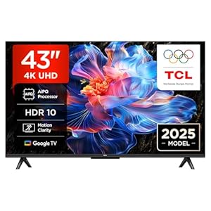 TCL 43V6C 43 Zoll 4K UHD Smart Fernseher – HDR10+, HVA-Panel, Dolby Vision, Google TV, HDMI 2.1, DVB-T2/C/S2, Bluetooth 5.2, Sprachsteuerung mit Alexa & Google Assistant
