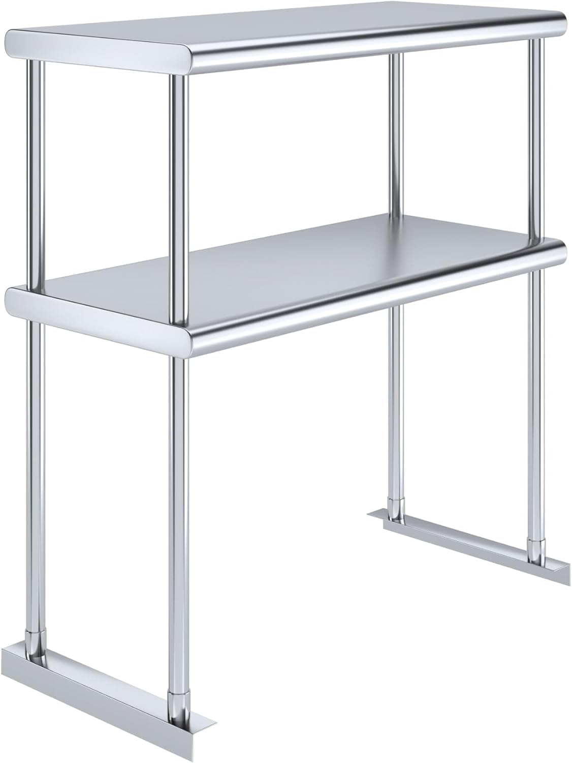 KPS Stainless Steel 2-Tier Overshelf – 14" x 24" NSF Certified Adjustable Double Shelf for Commercial Kitchen Prep Tables