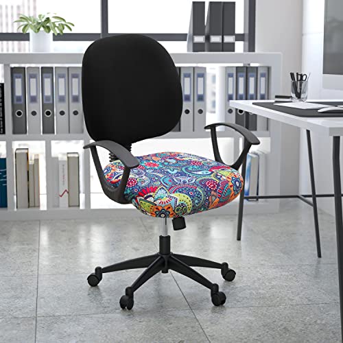Smiry Printed Office Computer Chair Seat Covers, Soft Stretch Washable Universal Rotating Desk Chair Seat Cushion Protectors - Paisley #TOP6