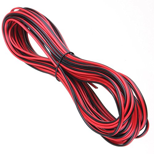 20 METERS 2 CORE BLACK RED 12V 12 VOLT EXTENSION CABLE AMP CAR AUTO VAN BOAT LED STRIP AUDIO SPEAKER WIRE