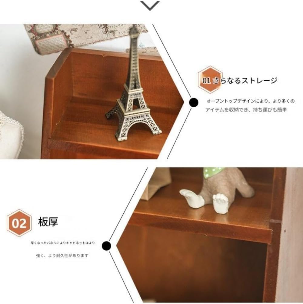 Amazon.co.jp: Ornatego レトロで実用的！3段木製ヴィンテージ