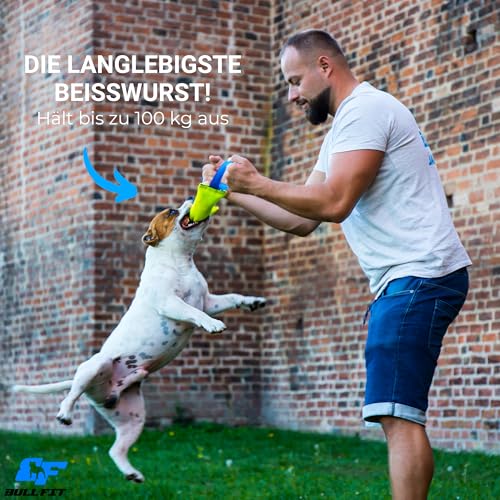 Bull Fit Beisswurst für Hunde, 30 cm, mit Zwei Schlaufen (2er-Pack) - Sehr Robustes Hundespielzeug zum Training, Tauziehen und Zerrspiele mit Hund - Aus hochwertigem Feuerwehrschlauch handgefertigt