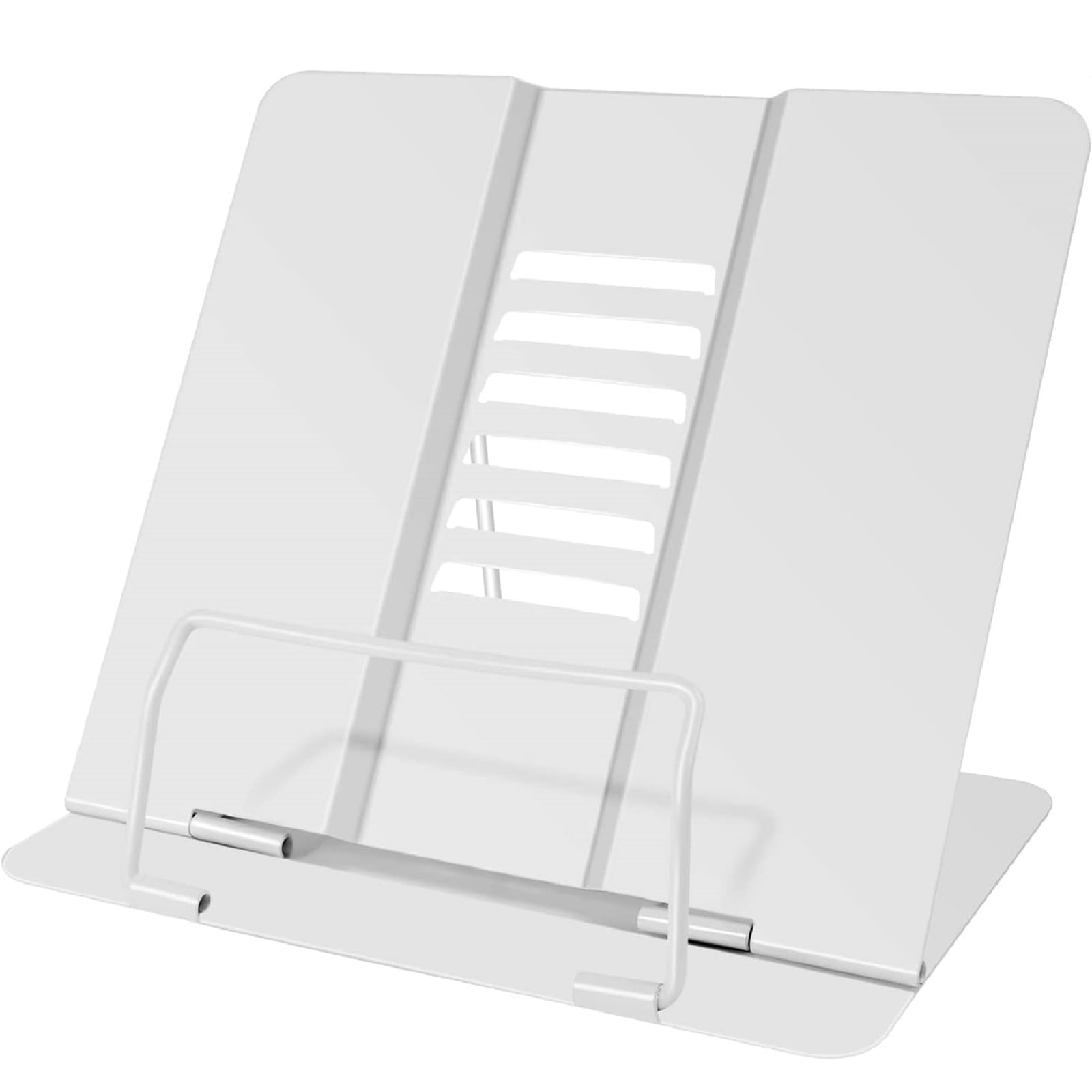 Soporte de Libro para Lectura,Soporte de Lectura,Soporte de Libro de Metal,Atril de Lectura,Porta Receta Atril para Libros Ajustable Soporte de Libros Multifuncional para Recetas Leer Tablet(Blanco)