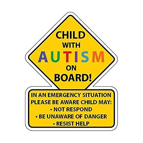 TGUS Autistic Person On Board Car Sign Car Window Sign, Warning Mark Self Adhesive Car Sticker Autism On Board Styling Body Window Auto(size:CHILD) Cover