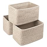 R RUNKA Small Cotton Rope Storage Basket Set of 3-11'x7'x7' Perfect Woven Baskets for Storage, Ideal Storage Baskets for Organizing Toys, Towels,...