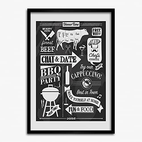 Affiche décoratif moderne Tulup sous cadre bois MDF 50x70 pour mur de restaurant