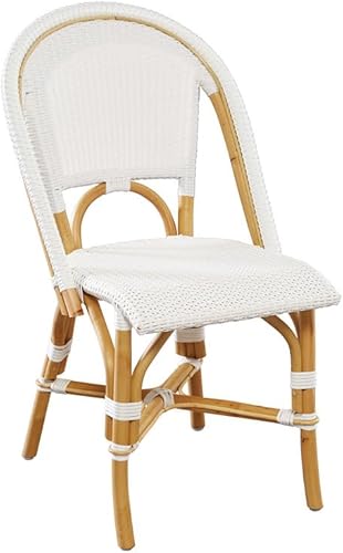 Aspen Brands Silla clásica de ratán de grado comercial, para interiores y exteriores, color blanco, apilable hasta 6 sillas