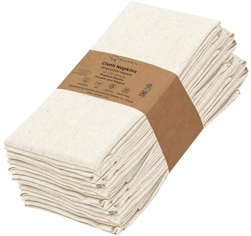 Ruvanti Cloth Napkins Set of 12 (Antique White)