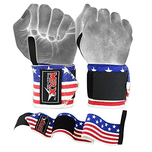 MRX Weight Lifting GYM Training Wrist Wraps For Wrist Support Bodybuilding Workout Crossfit Wrap Men/Women (US Flag)