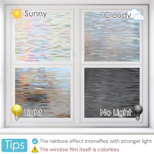 DOWELL Rainbow Privacy Window Film, UV Blocking, 17.5" x 78.7" - image 5